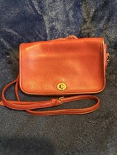 Vintage Coach Red Leather Penny Pocket Purse Crossbody USA 9755 9x6x2.5” (67) picture