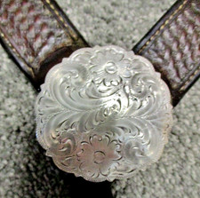 RICOTTI SADDLE CO. CLEMENT CA- Tooled leather Breastcollar-Sterling Concho Trim picture