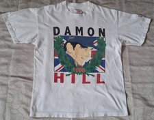Vintage 1996 Damon Hill F1 Champion T-Shirt Hanes Heavy-W White Large Formula 1 picture