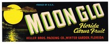 ORIGINAL CRATE LABEL VINTAGE FLORIDA C1940S STRIP FULL MOON GLO WINTER GARDEN picture