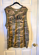 Old Navy Men’s Camo Muscle Tank - Olive Green Camo XXL Gym Sleeveless picture