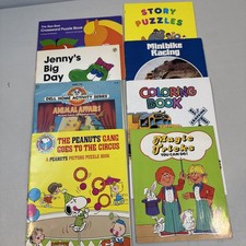 Lot of 9 Vintage 1980s Children’s Activity Books Coloring Puzzle Games Crossword picture