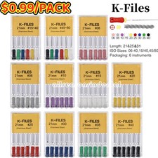 1-100Pack Dental Stainless Steel Endo Root Canal File K Files Hand Use #15-#40 picture