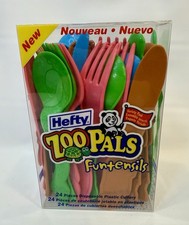 Vintage Hefty ZOO PALS Utensils Animal Funtensils Full Set Of 24: New, Open Box picture