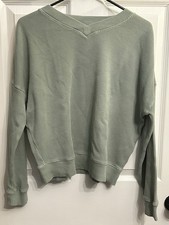 Madewell Sage Green Waffle V-Neck Pullover Top - Size L picture