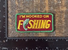Vintage I’m Hooked On Fishing Salmon Fish Angler Iron-On Patch NOS 1970s picture