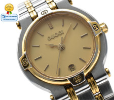 Vintage[Exc+5] Gucci 9000L Gold Dial Date Tow Tone 25mm Women's Qz Watch picture