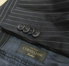 Vintage Corneliani wool cashmere chalk stripes classic navy suit 40R picture