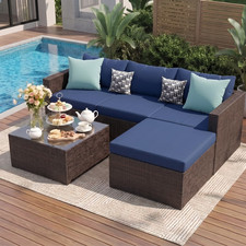 5-Piece Patio Furniture Set,Outdoor. All-Weather Outdoor for Garden, Navy Blue picture