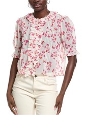 Cabi Cherish Top Pink Floral Ruffle-Front Women’s Blouse picture