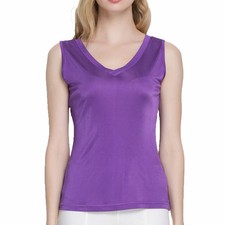 Nature Silk Knit Women's V Neck Double Side Sleeveless Top Blouse Tank T-Shirt picture