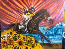 Original Painting Horse Racing Pmlico  Acrylic Canvas 24x30 picture