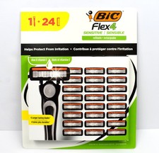 BIC Flex4 Sensitive Refillable Razor 1 Handle + 24 Cartridges picture