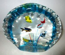1950s 60s vintage LARGE ITALIAN MURANO ART GLASS SCULPTURE FISH AQUARIUM picture