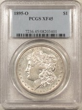1895-O $1 MORGAN DOLLAR - PCGS XF-45, WHITE & CLOSE TO ABOUT UNCIRCULATED picture