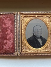 Antique Photograph Daguerreotype Man Victorian Original Case Colorized Cheeks picture
