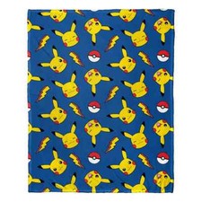 NEW Pokemon PIKACHU Lightning Super Plush Throw Blanket 46