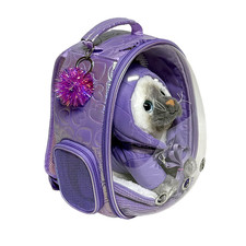 Member's Mark Plush Pet Carrier Backpack 13pc Purple Cat Kids Pretend Playset picture