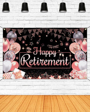 Happy Retirement Backdrop Banner Extra Large Rose Gold Retirement picture
