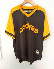 Majestic Cooperstown Cool Base San Diego Padres Baseball Jersey XL Brown Gold picture