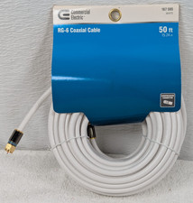 Commercial Electric - 50 ft - RG-6 Coaxial Cable - White picture