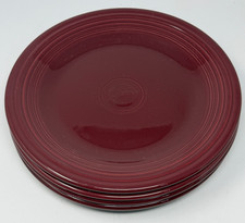 Fiesta Ware Cinnabar Red 10.5” Dinner Plates Set Of 4 Retired Burgundy Maroon picture
