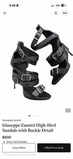 Giuseppe Zanotti Women’s Black Leather Strappy Buckle Stiletto Open Toe 10 picture