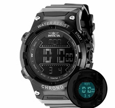 Invicta Men's Chrono Digital Quartz Black Rubber Strap Watch Chronograph Alarm picture