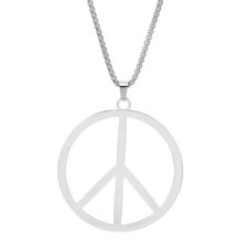 Large Peace Sign Pendant Necklace - Sliver picture