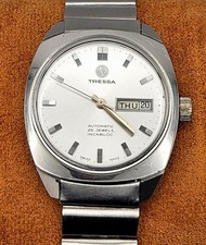 Tressa Automatic ETA 2788 25J Swiss Made Signed Crown & Bracelet Vintage picture