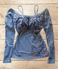 Vintage 00s Y2K Fairy Grunge Off-Shoulder Long Sleeve Top – Embroidered  SizeM/L picture