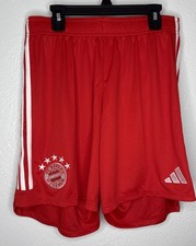 Adidas Bayern Munich Men’s Soccer Shorts 2023/2024 Kit Striped Red Size L New picture