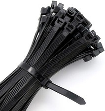 100 BLACK NYLON CABLE ZIP TIES Heavy Duty UV Resistant 4 6 8 10 12 15 18 24 & 36 picture