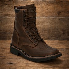 Justin Men's   Aged Brown  Lace Up Leather Work Boots   681 picture