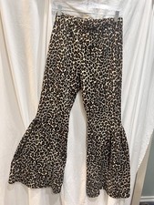 Vintage Park Avenue Leopard Print  Bell Bottom Pants Women's Large Y2K picture