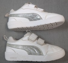 Puma  Multiflex 2 Glitz Little Kids 13.5 White Silver Glitter Easy On Sneakers picture