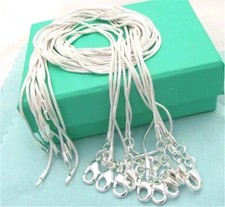 10PCS wholesale 925 sterling solid silver 1MM 16-30inch snake chain necklace picture