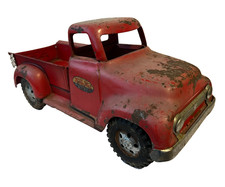 VINTAGE 1950'S PRESSED STEEL TONKA STEP SIDE  RED RUSTY PICK-UP TRUCK picture
