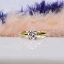 1.00 CT Round Cut Lab Created Diamond 18K Gold Solitaire Engagement Ring picture