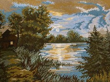 NWT Vintage Virgin Wool Tapestry Lake & Trees Madeira Tapestries Wool Portugal picture
