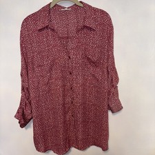 Maurices Women’s Mauve Pink  Shirt Blouse Dots Roll Tab Sleeves NWT 2XL picture