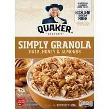 Quaker Simply Granola, Oats, Honey & Almonds Cereal, Ready-to-Eat, 24.1 oz Box picture