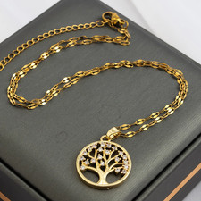 Temperamental Luxury Rhinestone Tree of Life Pendant Necklace Women Vintage Stai picture