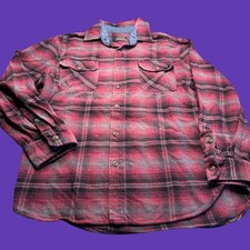 Jachs MFG Heritage Flannel Shirt Large Red Black Plaid Button Up Workwear picture