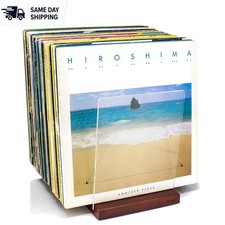 Elegant Mid-Century Vinyl Record Storage for 60-70 LPs - Brown Acrylic Holder picture
