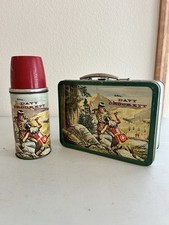 Vintage 1955 Davy Crockett metal lunchbox and matching thermos by Holtemp picture