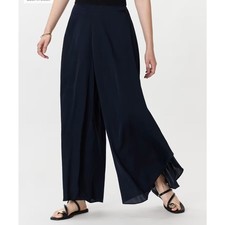 Quince Washable Stretch Silk Palazzo Pants / Navy / XL picture