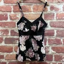 Torrid Camisole Top Womens M Black Multicolor Garden Floral Casual Tank Shirt picture