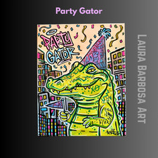 Original Alligator Painting Street Graffiti Pop Art Canvas 11x14 Laura Barbosa picture