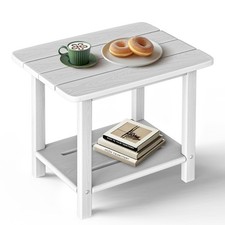 HDPE 2-Tier Outdoor Side Table Patio End Table Weather Resistant picture